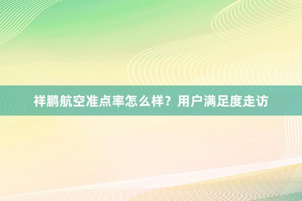 祥鹏航空准点率怎么样？用户满足度走访